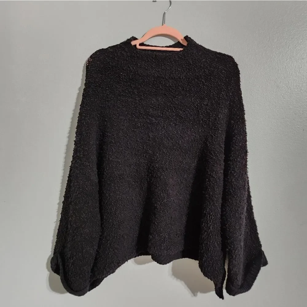 NWT Free People Long Sleeve Black Oversized Slouchy Sweater